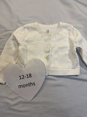 GAP - Baby White Knit Cardigan Sweater